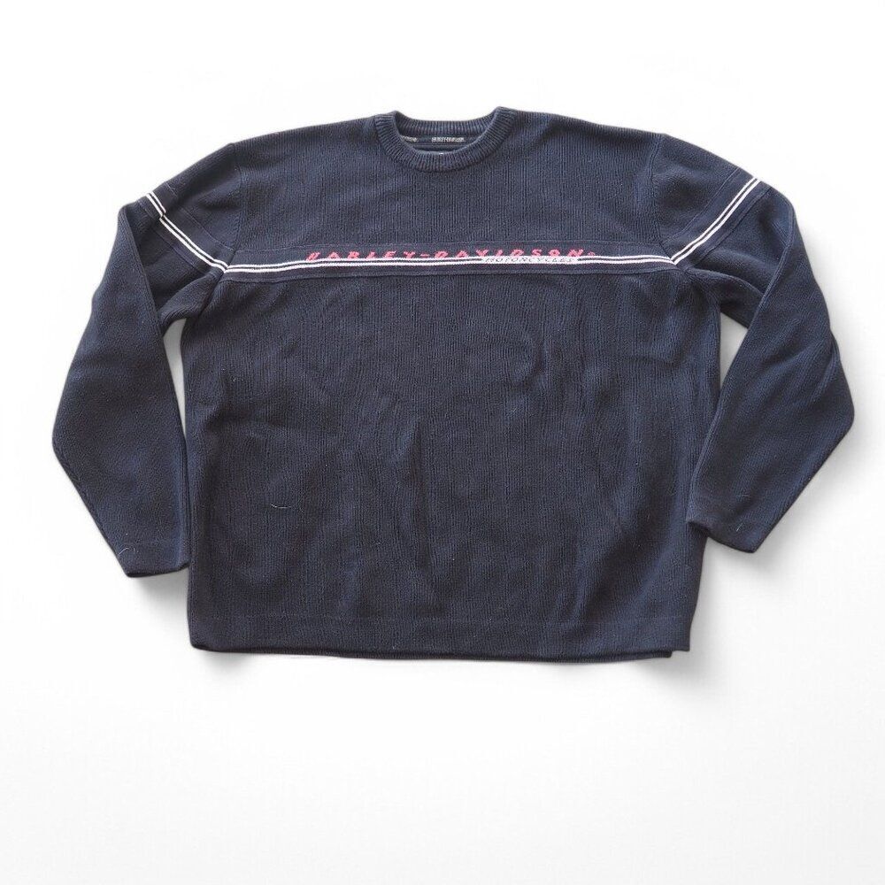 Harley Davidson Vintage Y2K‎ Knitted Motorcycle Sweater Black Men's XXL